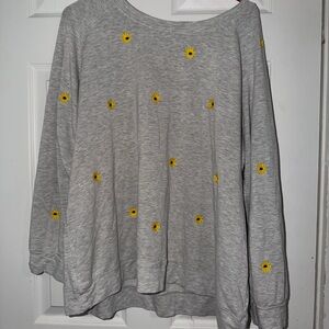 Workshop Republic Clothing Gray Sweatshirt with Yellow Floral Accents